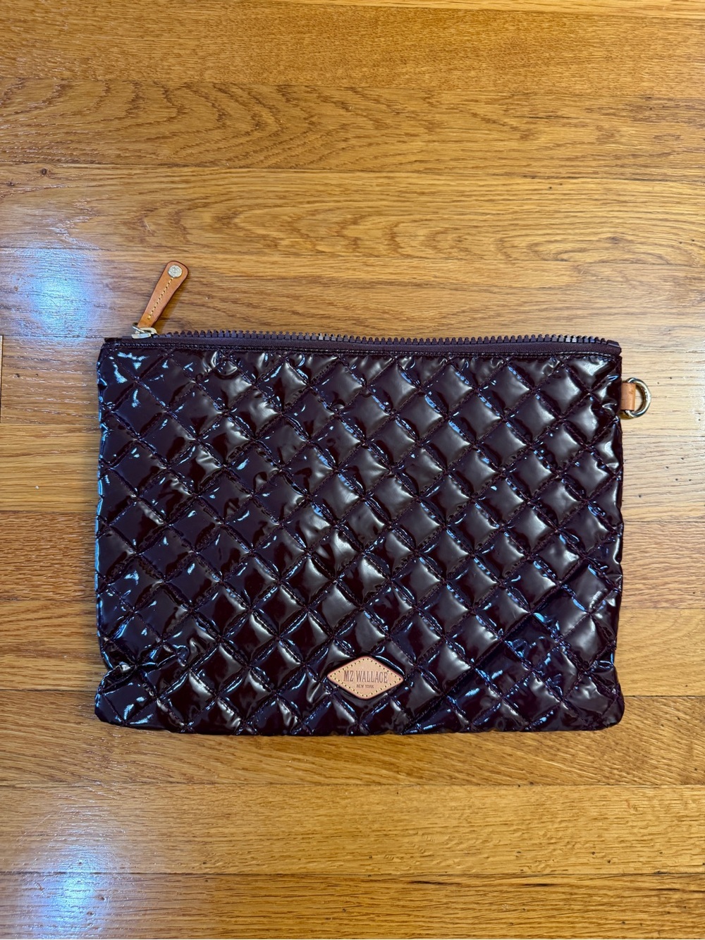 MZ Wallace Large Metro Pouch in Dark Plum/Burgundy Shade Quilted Pouch